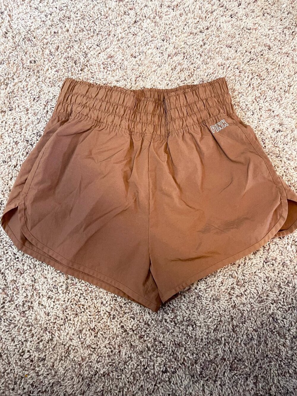 PINK Active Women’s XS Brown Running Shorts High Rise Athletic Lined